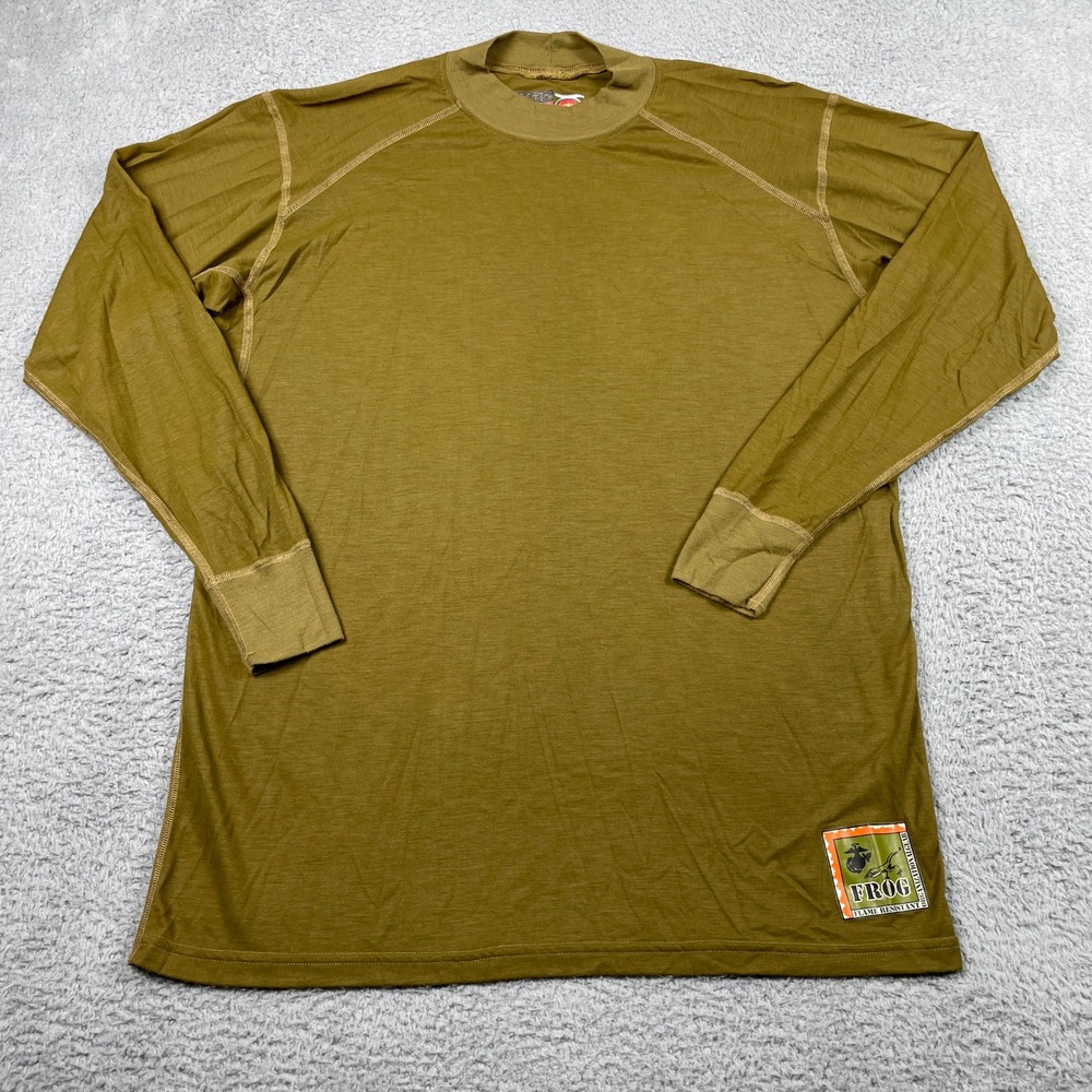 USMC‎ XGO FROG Flame Resistant Shirt Mens Medium Brown Base Layer Peckham FR